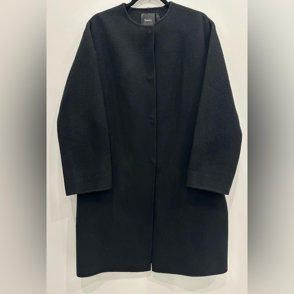 Theory Black Wool Cashmere Blend  Coat Small